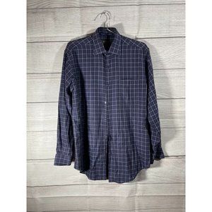 Bobby Jones - Men's Blue/White/Tan - Window Pane Long Sleeve Button Up - Size M